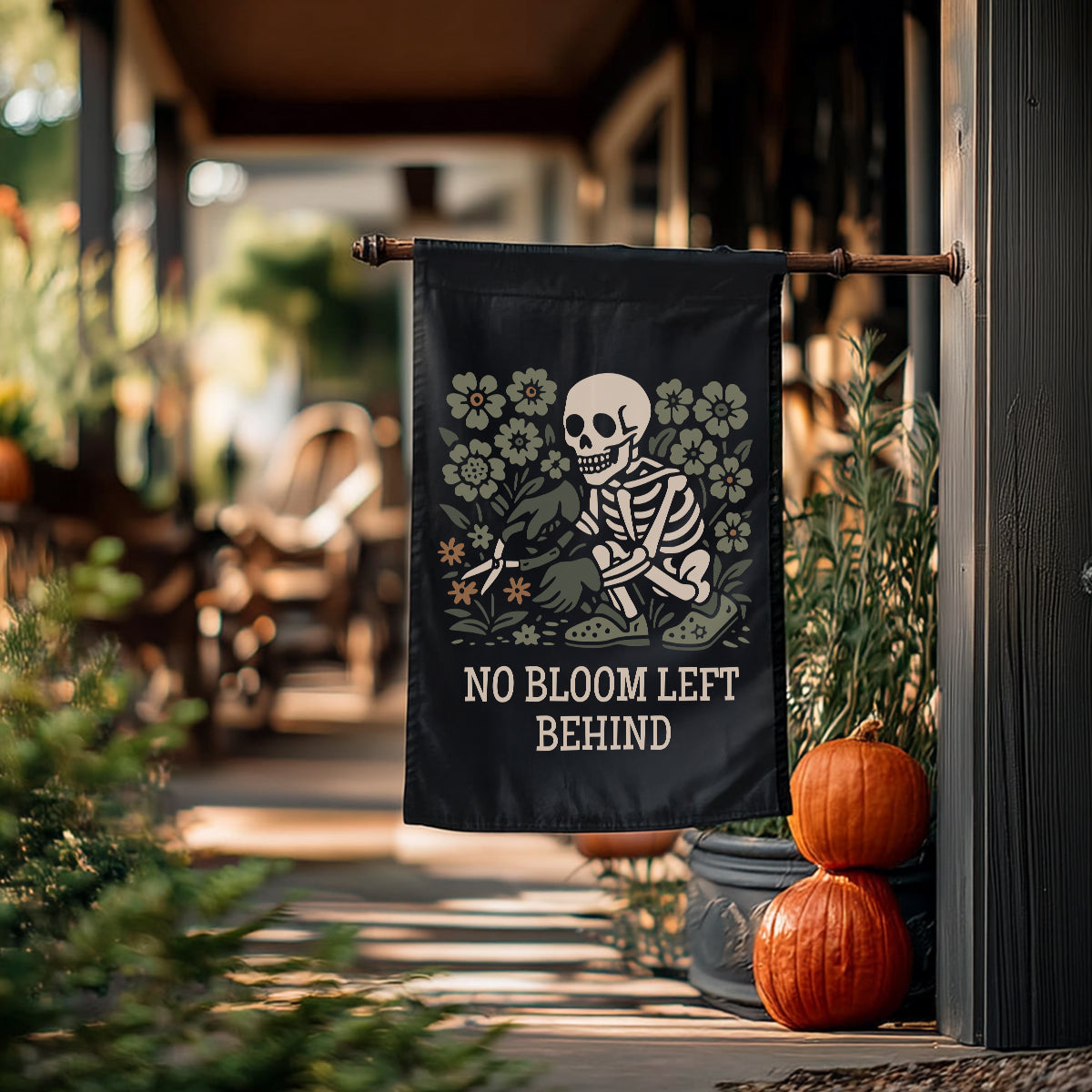 No Bloom Left Behind – Skeleton Garden Flag